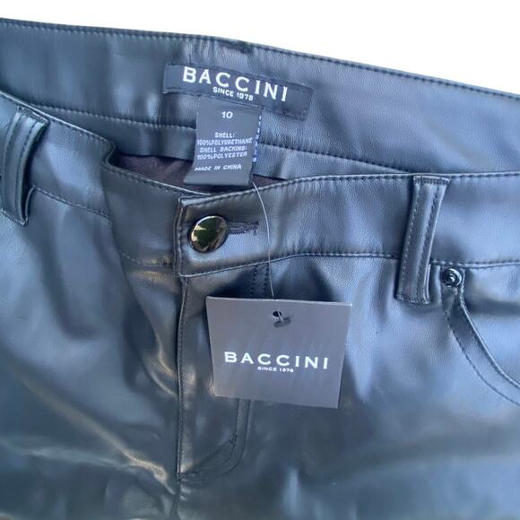 Baccini Women’s Faux Leather Pants Black Size 10 PU Coated Slim Straight NWT - Picture 5 of 6